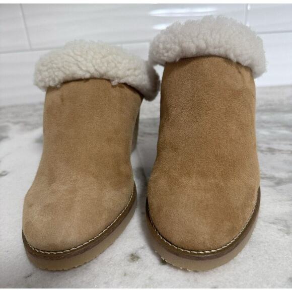 Isabel Marant Takita Shearling Suede Wedge Mule Slide On Shoes Size 37 - Picture 7 of 16